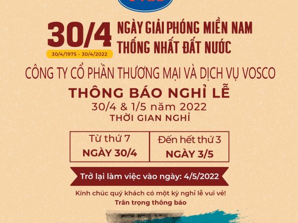 Thông báo nghỉ Đại lễ 30/4 và Quốc tế Lao động 1/5