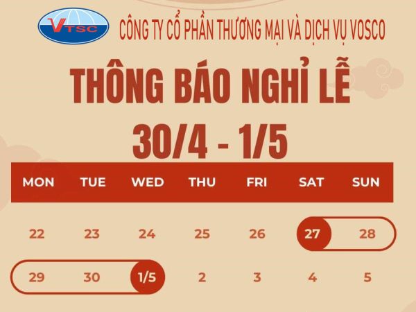 Thông báo nghỉ Đại lễ 30/4 và Quốc tế Lao động 1/5.